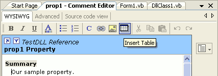 Comment editor as tabbed document