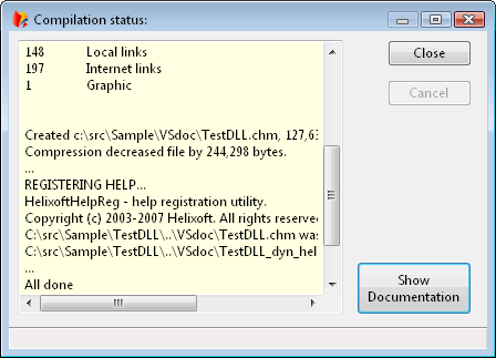 Log messages during generating of documentation